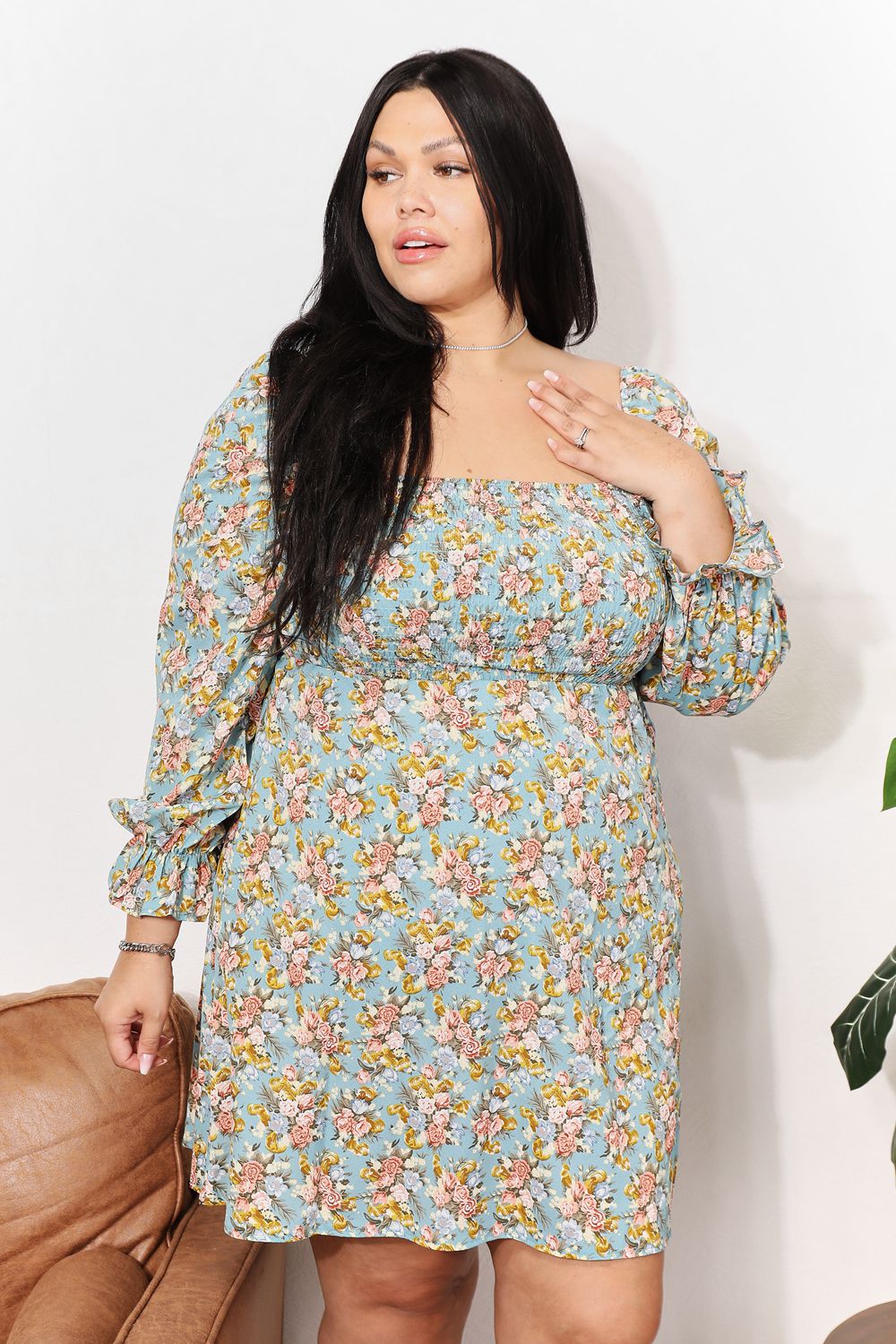 Golden Prairie Floral Mini Dress