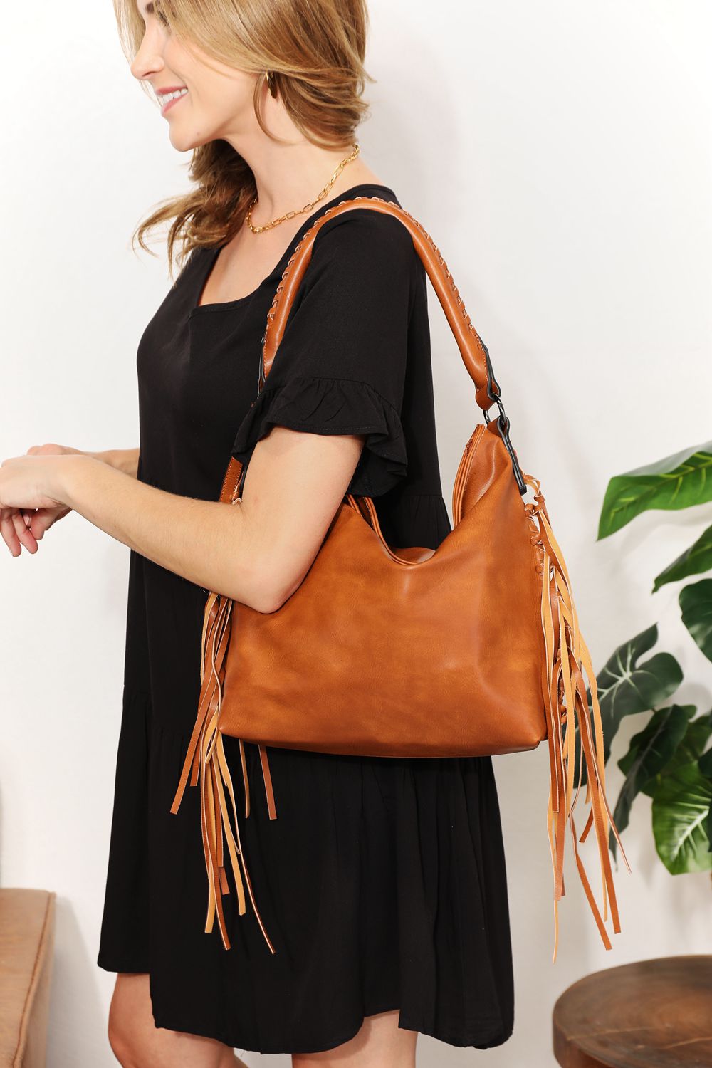 Boho Chic Fringe PU Leather Shoulder Bag