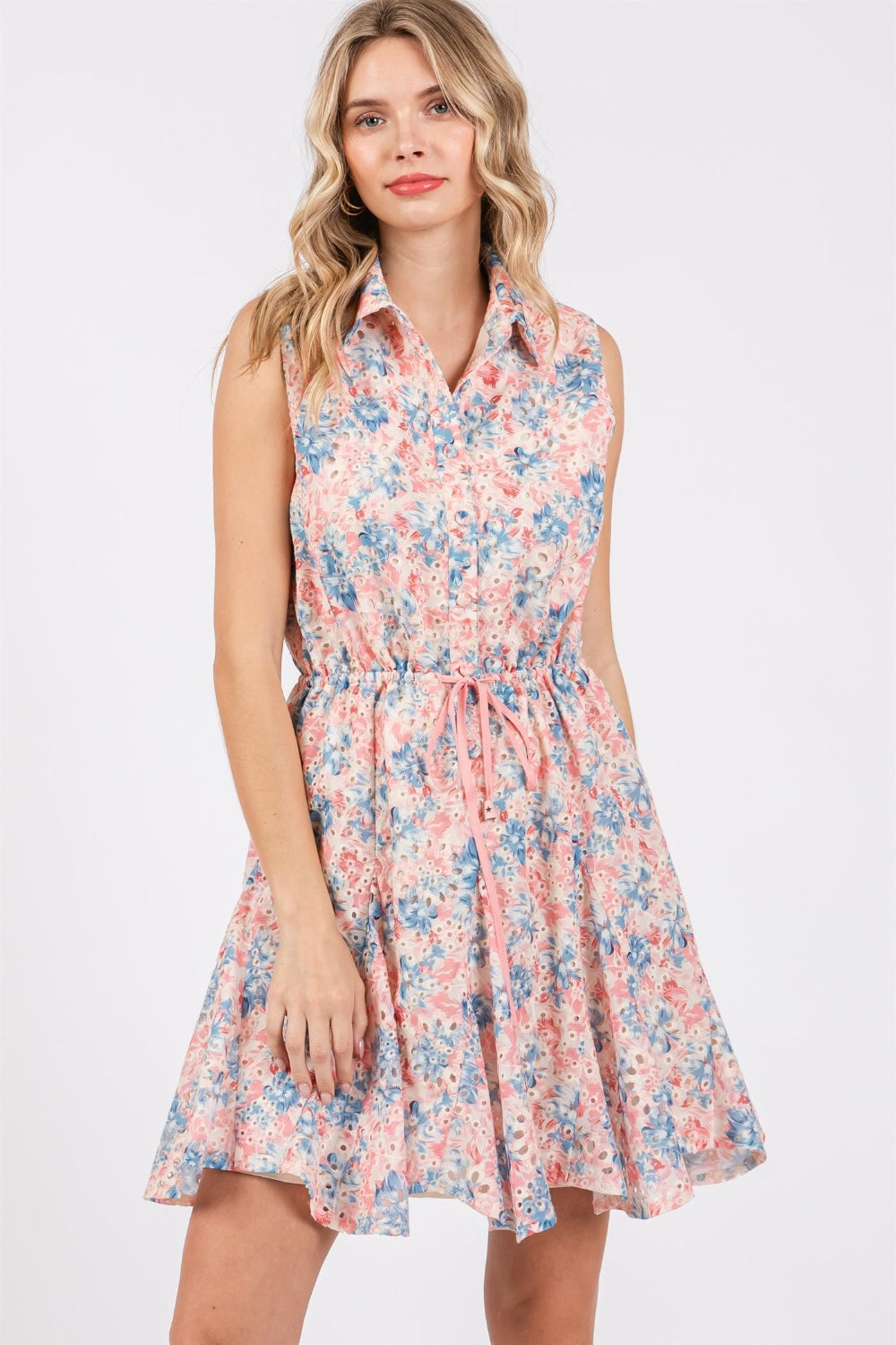 Petal Essence Eyelet Mini Dress