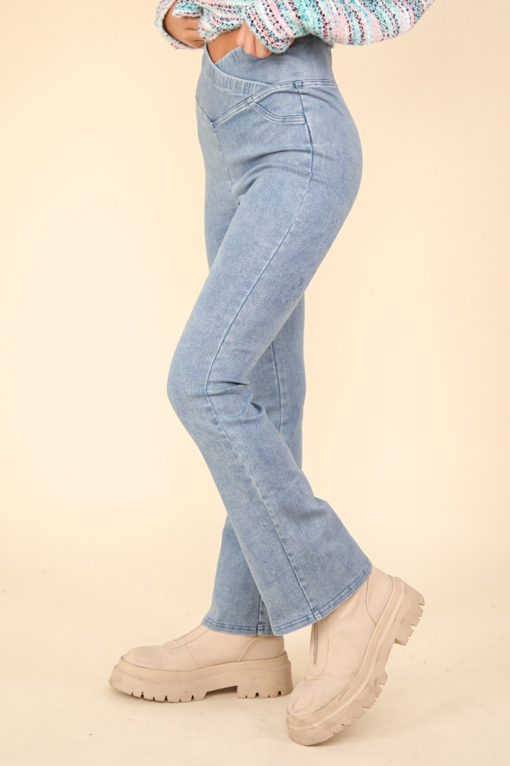 Denim Twist Flare Leggings