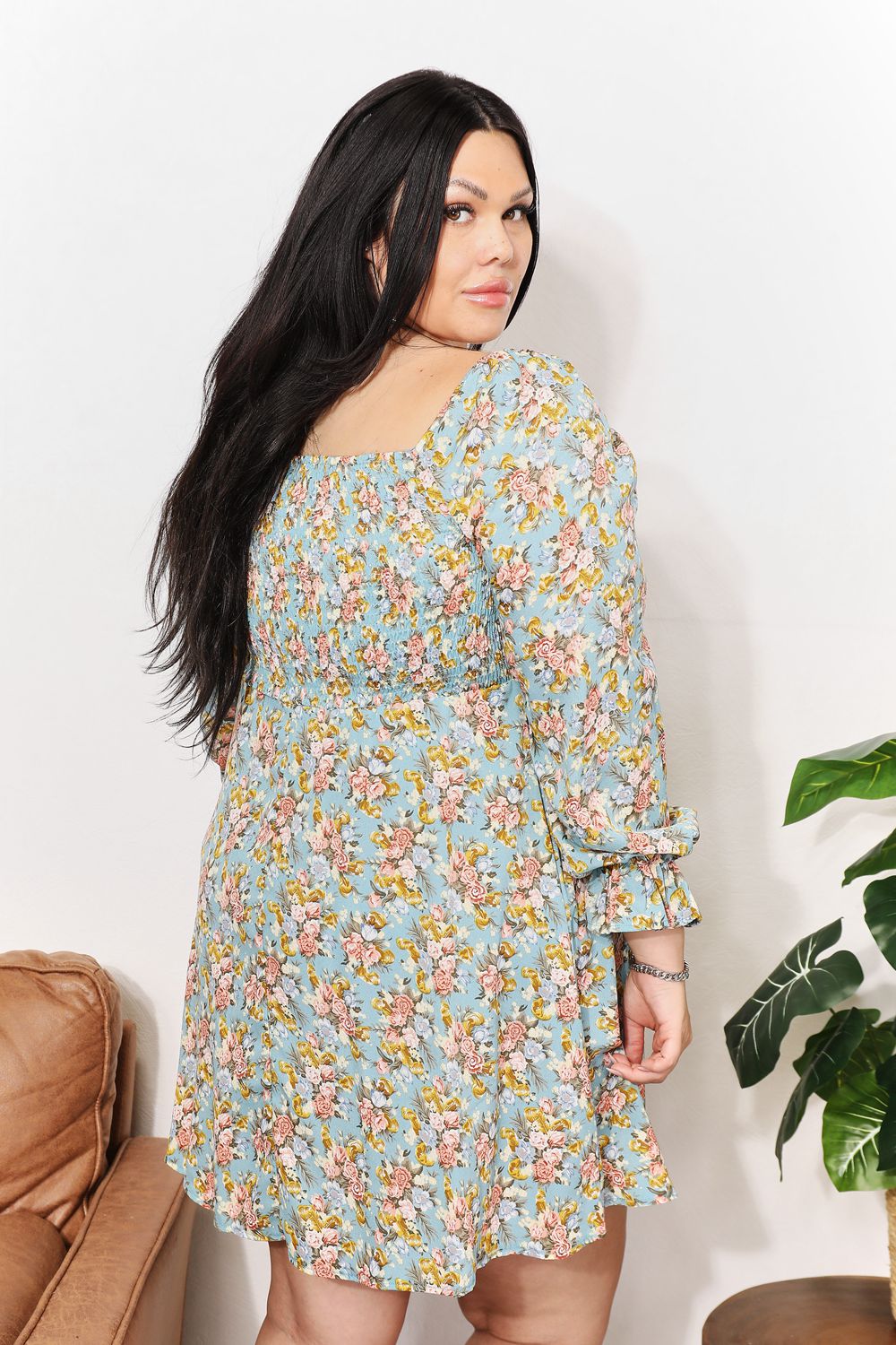 Golden Prairie Floral Mini Dress
