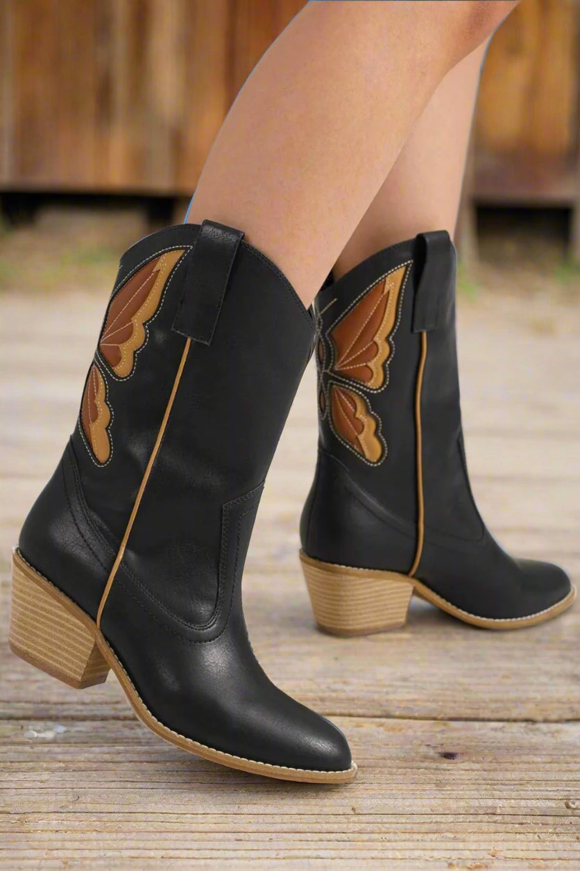 Butterfly Cut Point Toe Cowgirl Boots