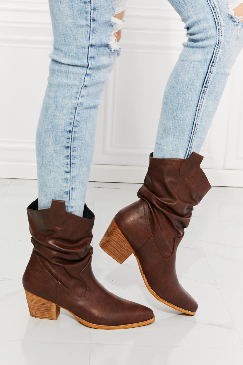 Rustic Rodeo Scrunch Cowboy Boots in Brown