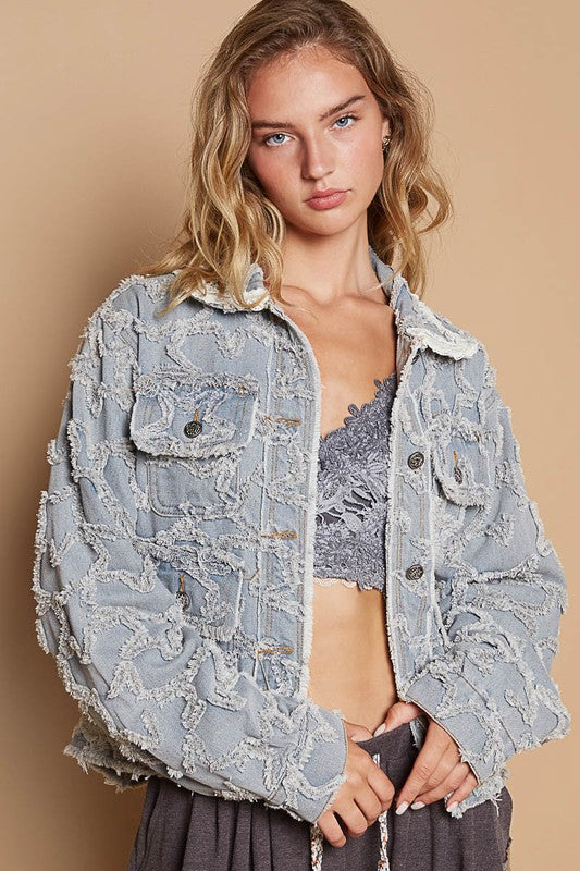 Starry Chic Raw Hem Denim Jacket