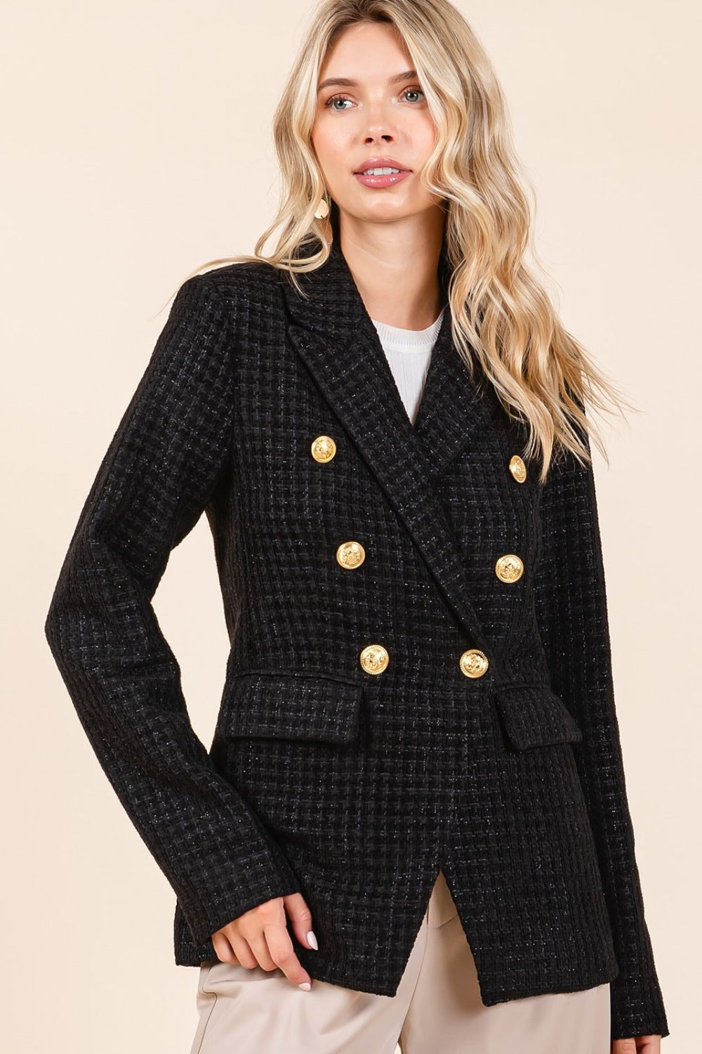 Western Slate Plaid Double-Breasted Blazer