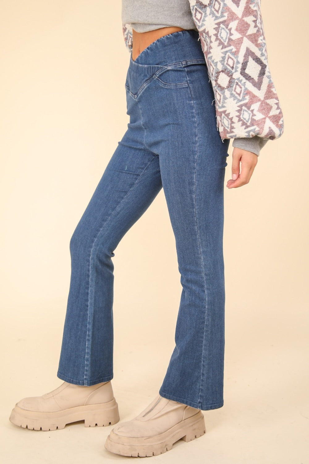 Denim Fusion Crossover Waist Leggings
