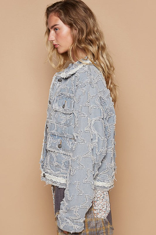 Starry Chic Raw Hem Denim Jacket