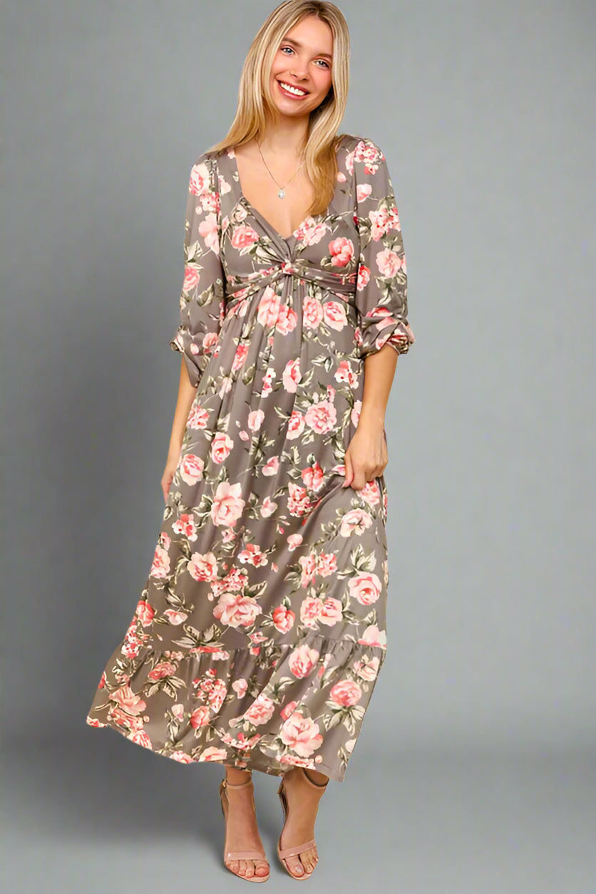 Bloom Twist Tiered Hem Dress