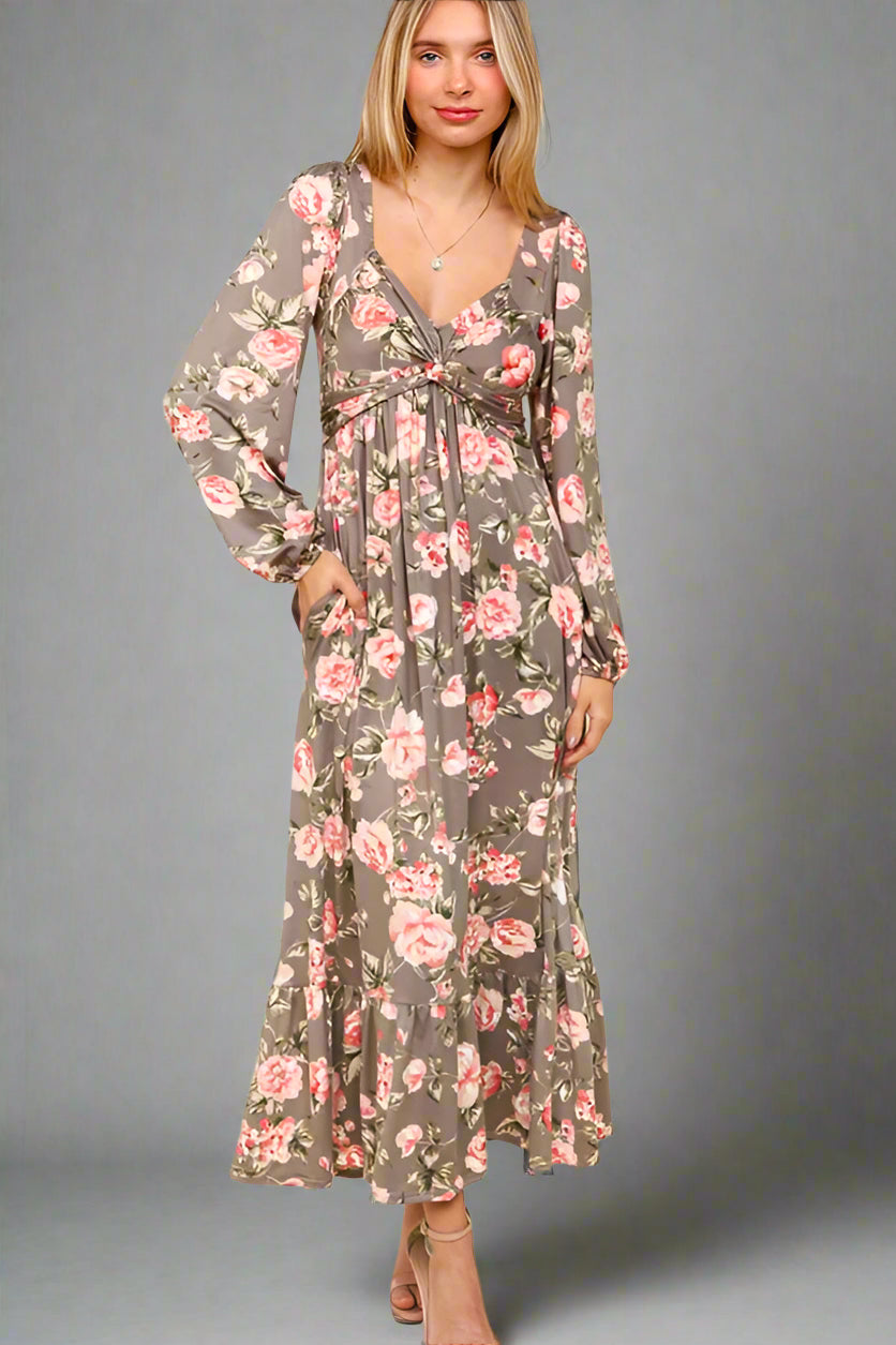 Bloom Twist Tiered Hem Dress