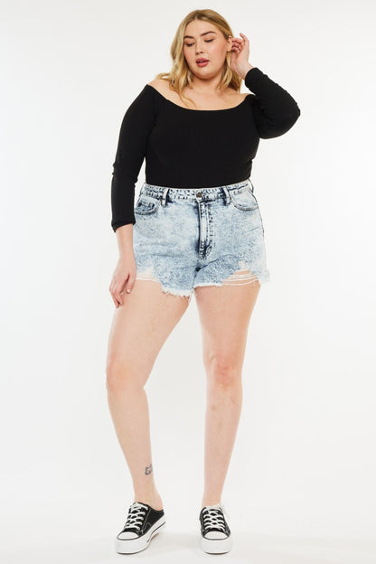 Western Breeze Distressed High-Waist Denim Shorts
