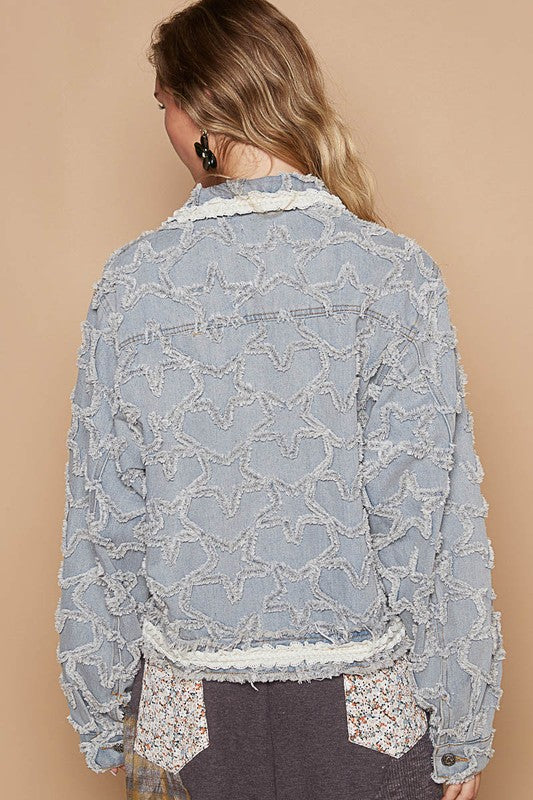 Starry Chic Raw Hem Denim Jacket