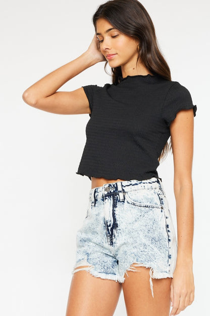 Western Breeze Distressed High-Waist Denim Shorts