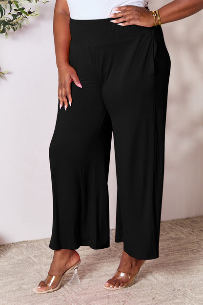 Smocked High-Waisted Wide-Leg Lounge Pants for Comfort and Style