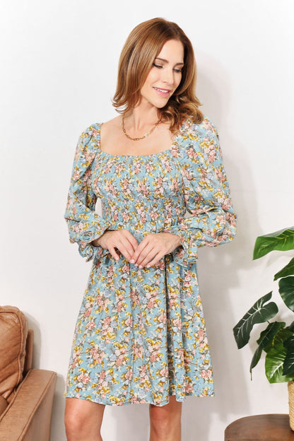 Golden Prairie Floral Mini Dress