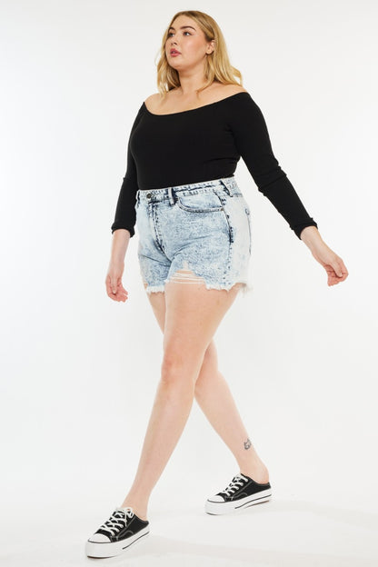 Western Breeze Distressed High-Waist Denim Shorts