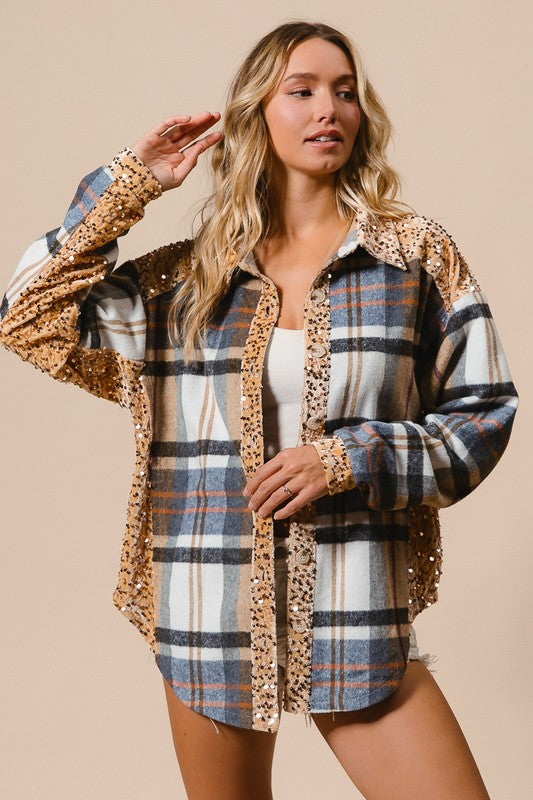 Starlight Plaid Sequin Shacket