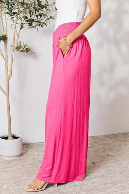 Smocked High-Waisted Wide-Leg Lounge Pants for Comfort and Style