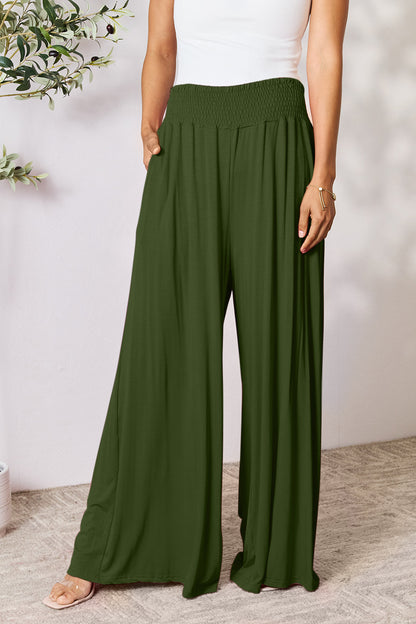 Smocked High-Waisted Wide-Leg Lounge Pants for Comfort and Style