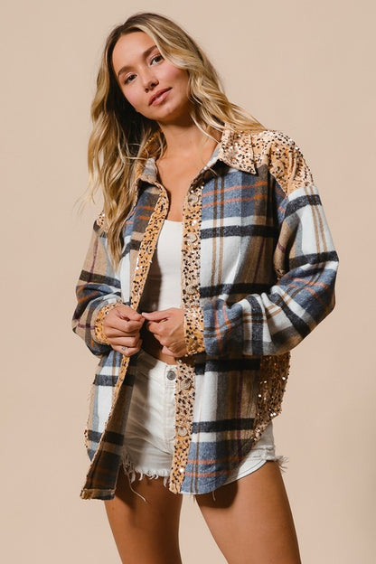 Starlight Plaid Sequin Shacket