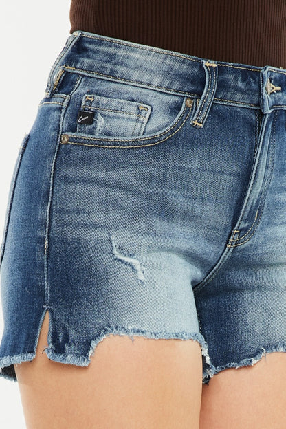 Sunset Breeze High Waist Raw Hem Denim Shorts