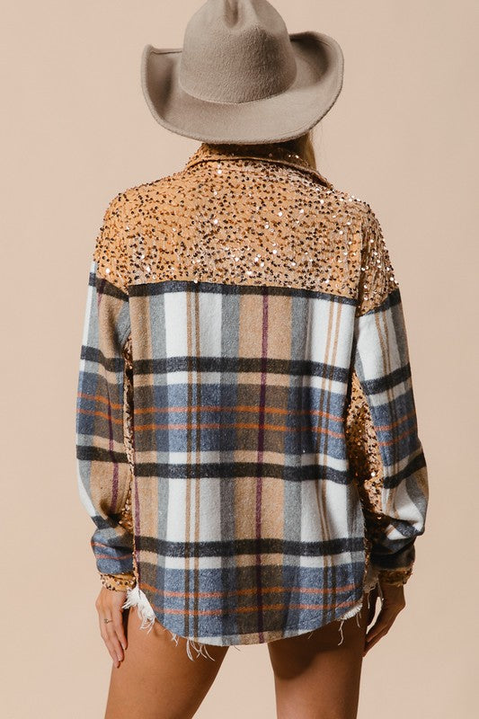 Starlight Plaid Sequin Shacket