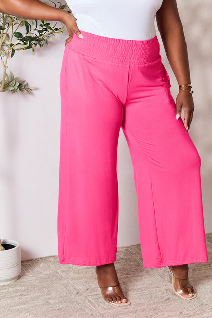 Smocked High-Waisted Wide-Leg Lounge Pants for Comfort and Style