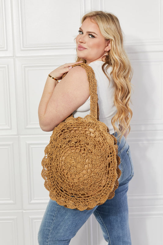 Sunset Breeze Round Straw Rattan Handbag