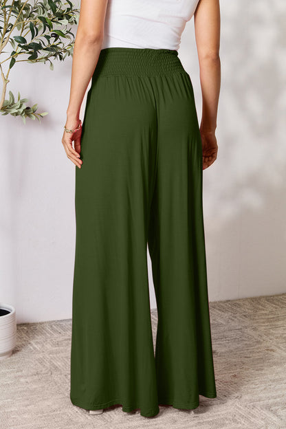 Smocked High-Waisted Wide-Leg Lounge Pants for Comfort and Style