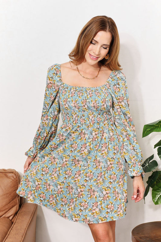 Golden Prairie Floral Mini Dress