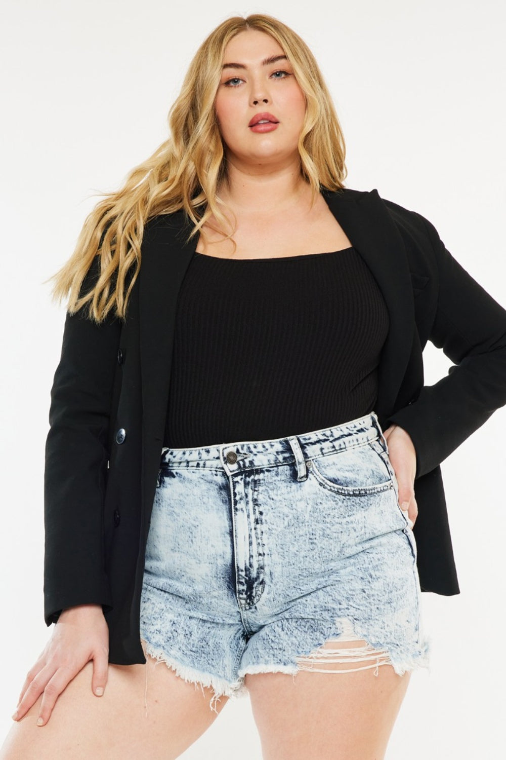 Western Breeze Distressed High-Waist Denim Shorts