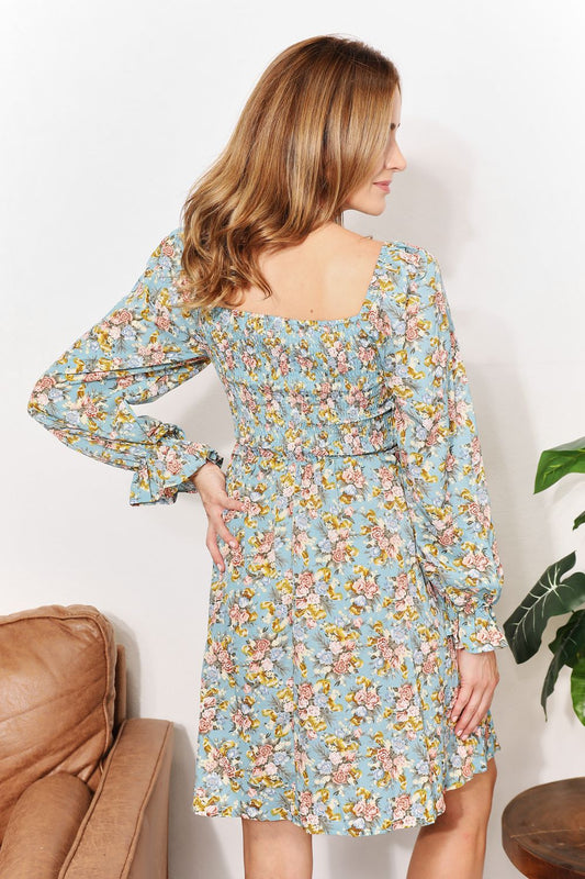 Golden Prairie Floral Mini Dress