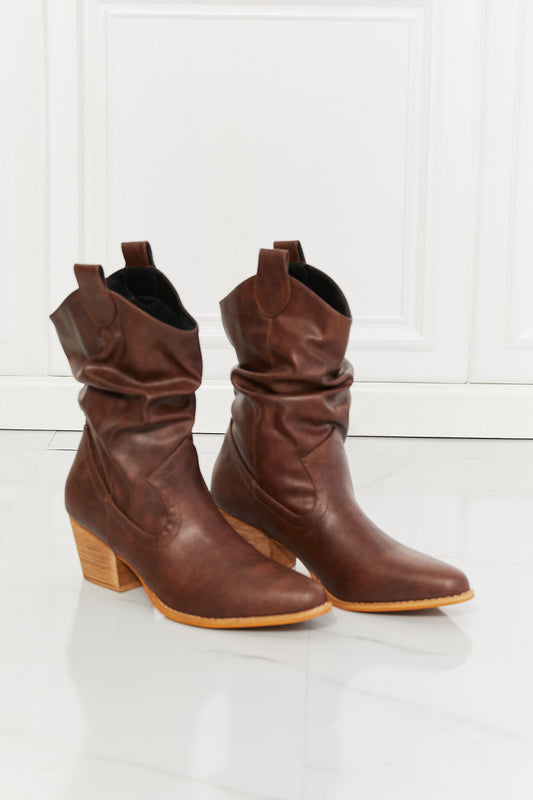 Rustic Rodeo Scrunch Cowboy Boots in Brown