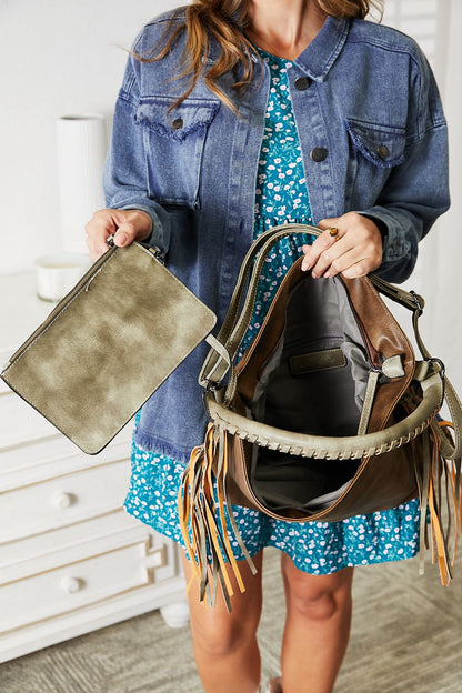 Boho Chic Fringe PU Leather Shoulder Bag