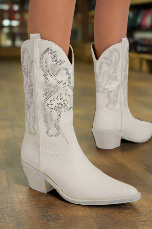 Celestial Glimmer Rhinestone Point Toe Boots