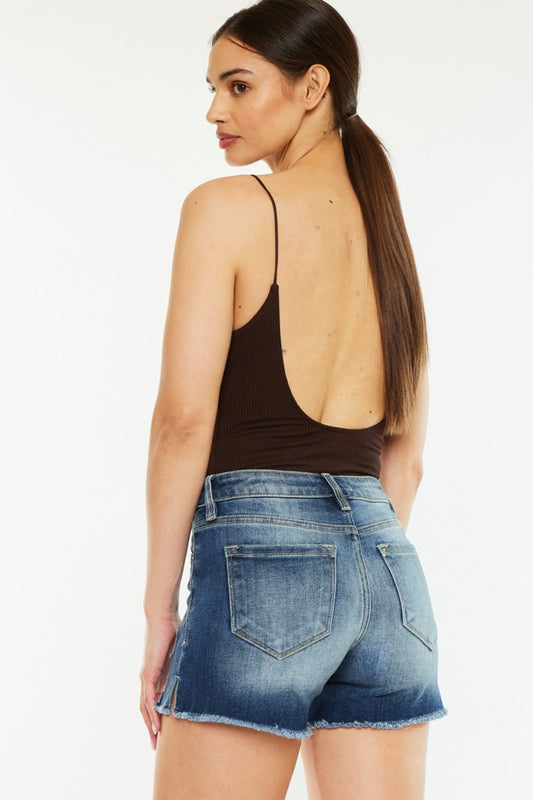 Sunset Breeze High Waist Raw Hem Denim Shorts