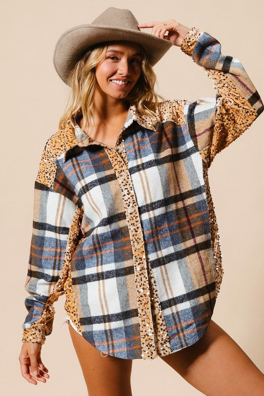 Starlight Plaid Sequin Shacket