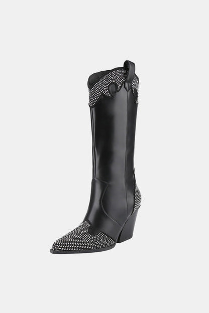 Sparkle in the Saddle Rhinestone Chunky Heel Western Boots
