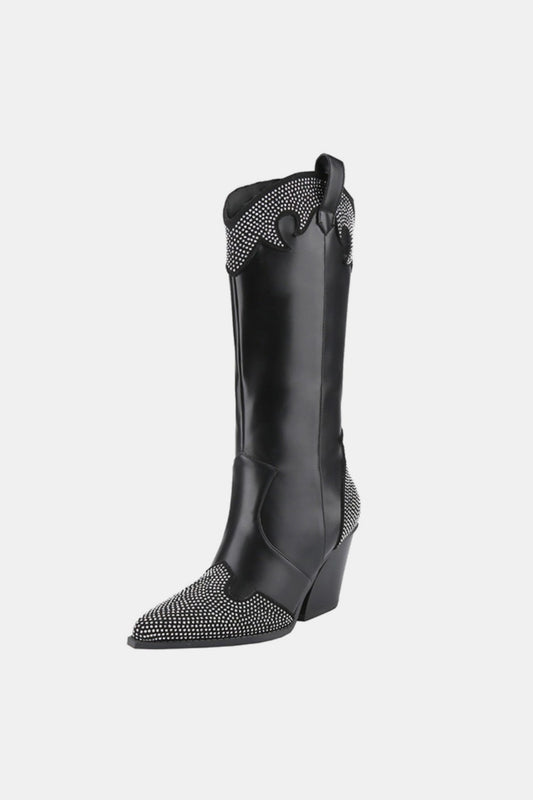 Sparkle in the Saddle Rhinestone Chunky Heel Western Boots