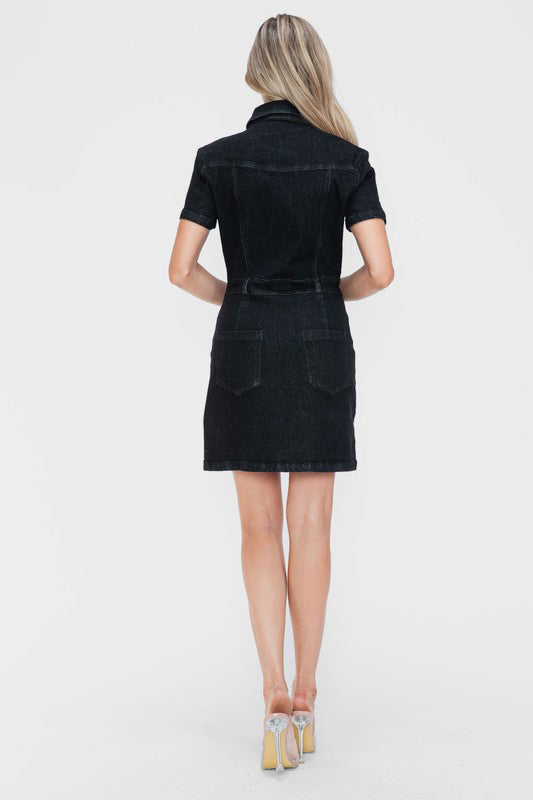 Denim Diva Embellished Button-Down Dress