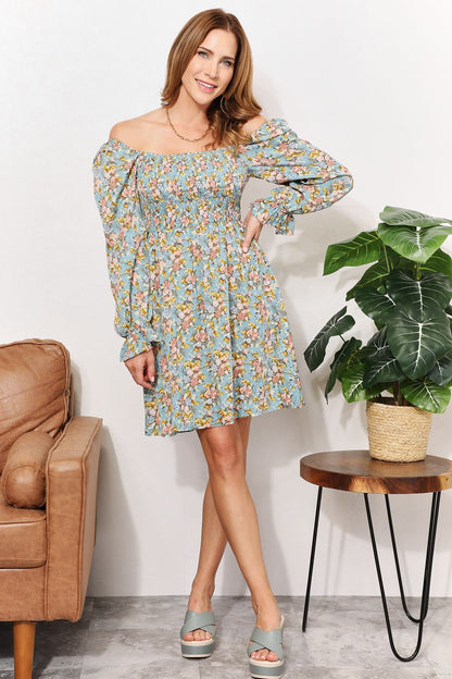 Golden Prairie Floral Mini Dress