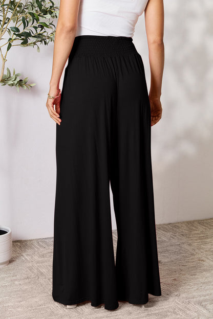 Smocked High-Waisted Wide-Leg Lounge Pants for Comfort and Style