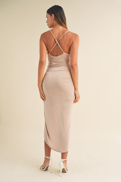 Golden Hour Draped Cami Midi Dress