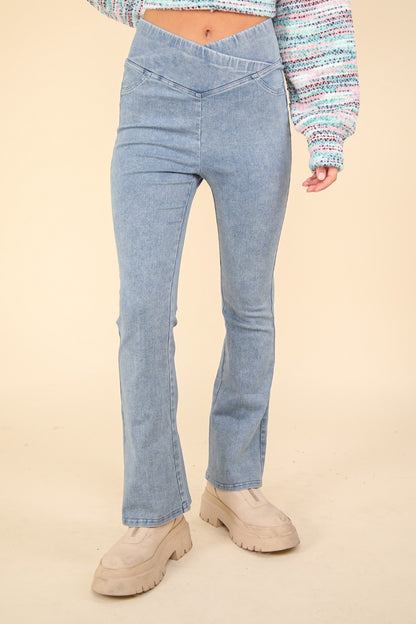 Denim Twist Flare Leggings
