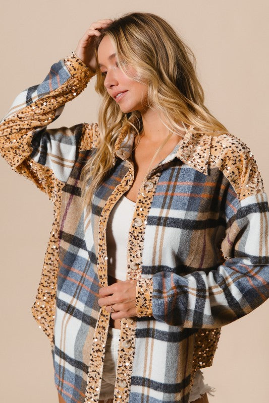 Starlight Plaid Sequin Shacket