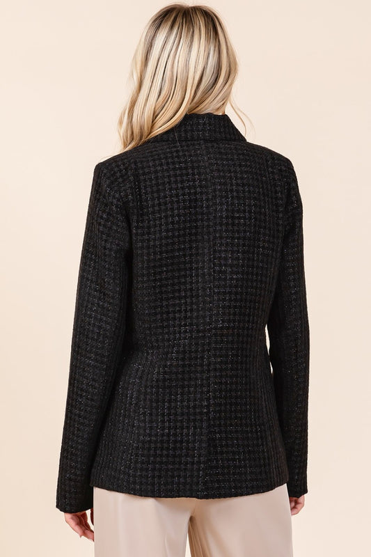 Western Slate Plaid Double-Breasted Blazer