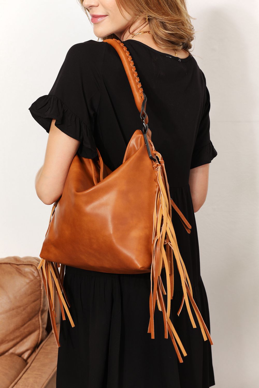 Boho Chic Fringe PU Leather Shoulder Bag