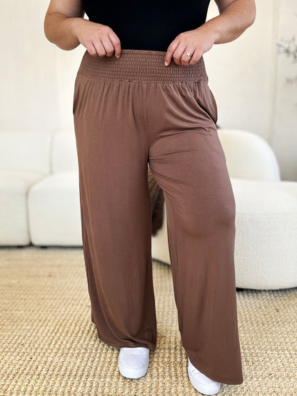 Smocked High-Waisted Wide-Leg Lounge Pants for Comfort and Style