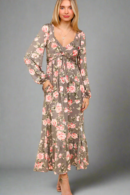Bloom Twist Tiered Hem Dress