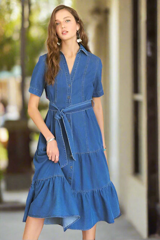 mid length dress with color jean