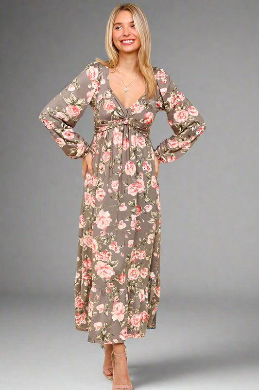 Bloom Twist Tiered Hem Dress